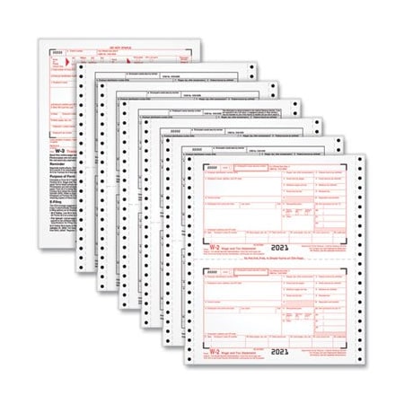 Tops Business Forms TOPS, W-2 Tax Forms, 6-Part Carbonless, 5 1/2 X 8 1/2, 24 W-2s & 1 W-3 2206C